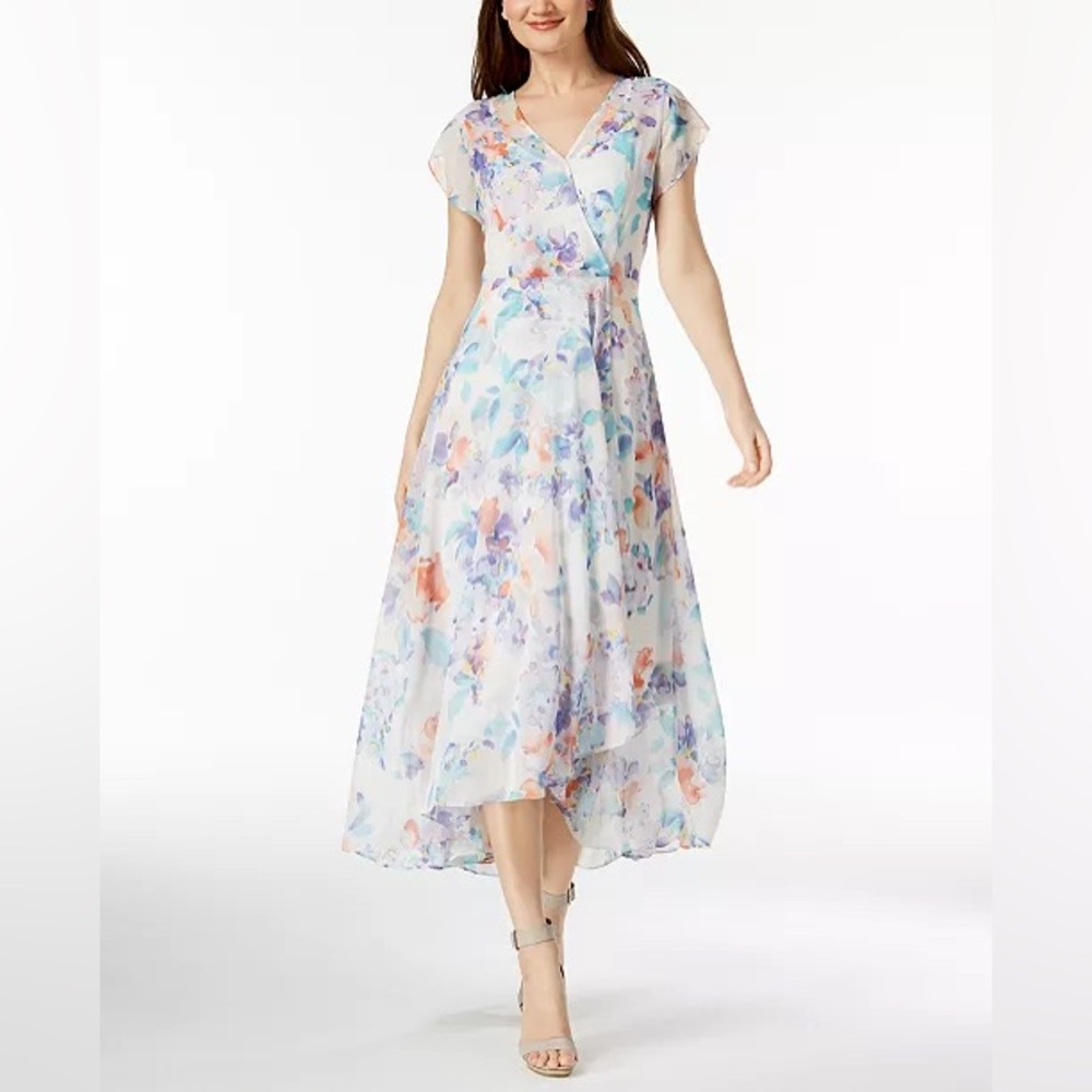 Calvin Klein Floral-Print Chiffon Maxi Dress